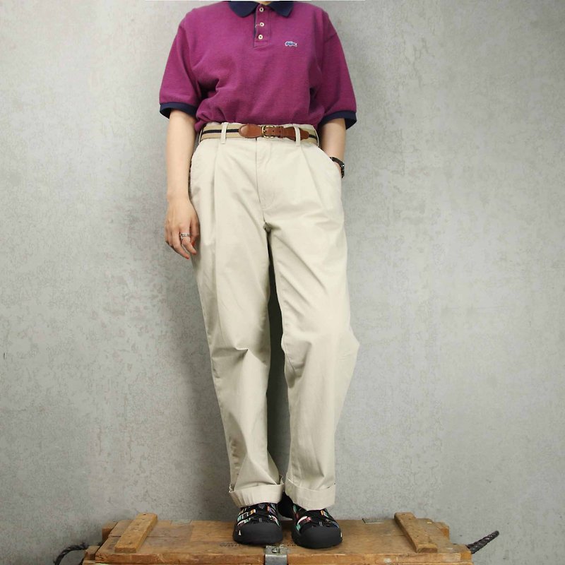 Tsubasa.Y vintage house 009 khaki POLO vintage discount trousers, trousers discounted Chino Pants - Women's Pants - Cotton & Hemp White