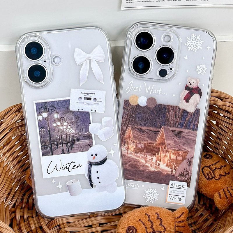 iPhone 16/15/14/13/12/11/XS/XR/7/8/SE2/SE3 White winter Transparent Phone Case - 手機殼/手機套 - 塑膠 多色