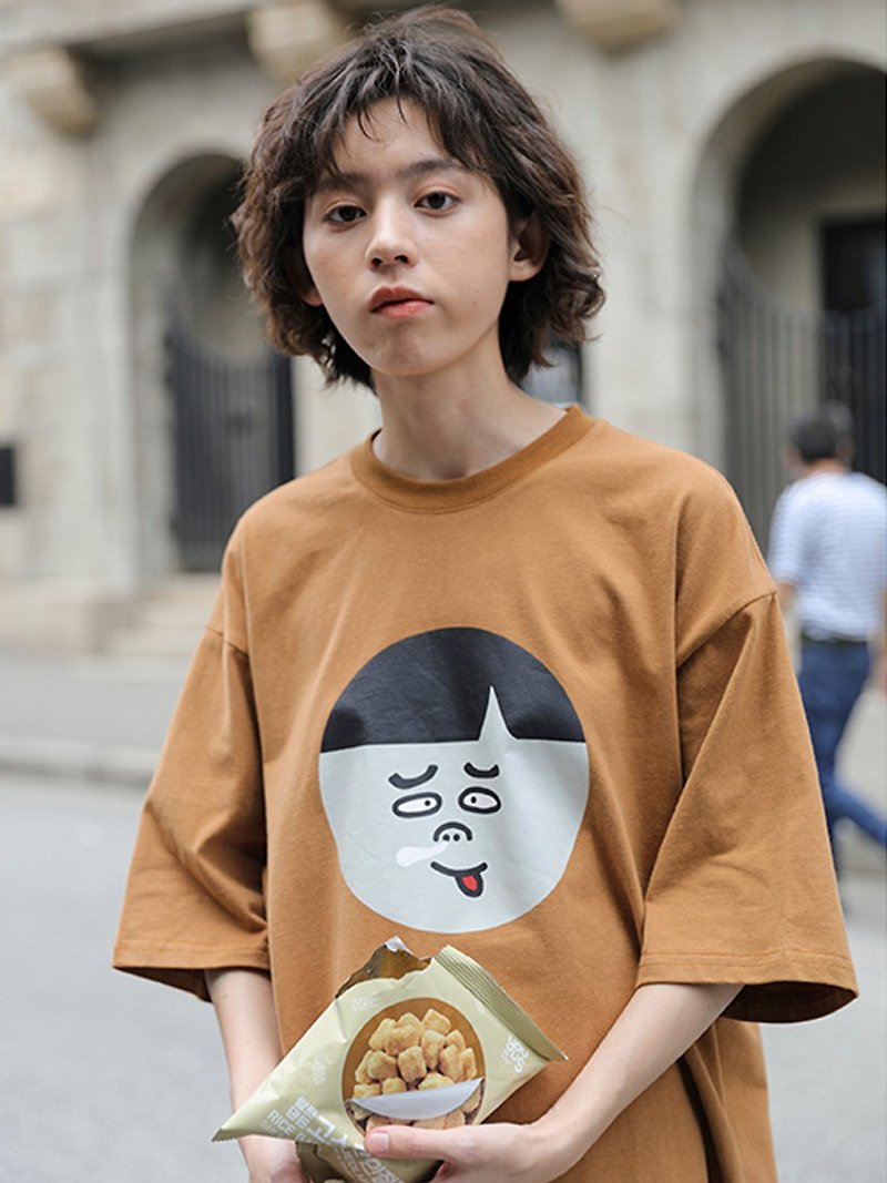 odd maker slug cotton cartoon print loose Japanese t-shirt short sleeves - เสื้อยืดผู้หญิง - ผ้าฝ้าย/ผ้าลินิน 