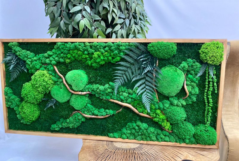 Moss picture, moss painting, moss wall decoration, green decor - Wall Décor - Plants & Flowers Green