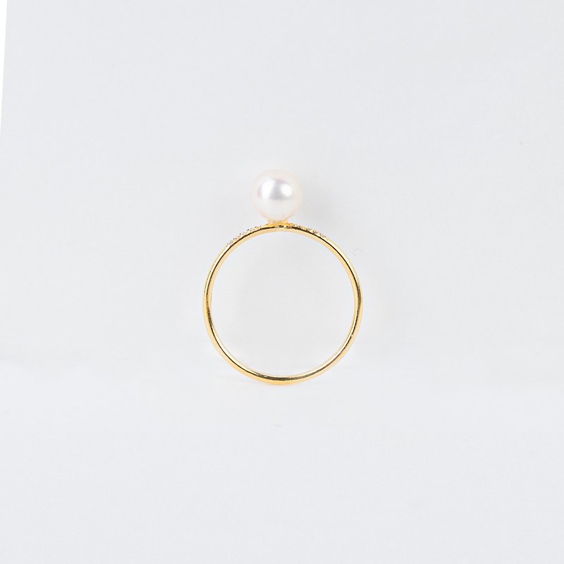 14KGF Note Stone gold pearl inlay ring - แหวนทั่วไป - ไข่มุก 