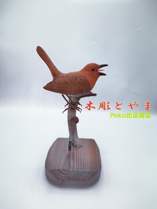 コマドリ【木彫バードカービング】 - ショップ 木彫とやま 置物 - Pinkoi コマドリ【木彫バードカービング】 - ショップ 木彫とやま 置物 - Pinkoi