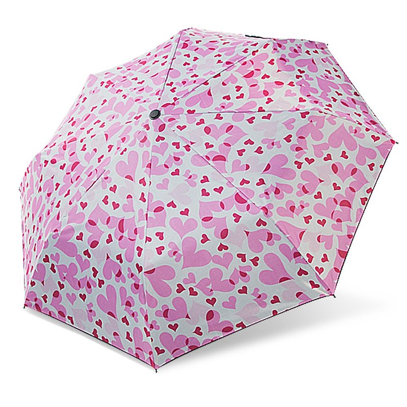 [Shuanglong Brand] Cooling and Cool Feeling Little Invincible Three Folding Umbrella Umbrella Parasol-Pink Love - ร่ม - วัสดุกันนำ้ สึชมพู