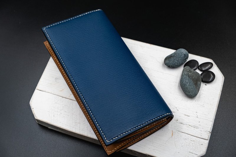 DB-LNW02 Folio Ten Card Long Clip - Wallets - Genuine Leather Blue