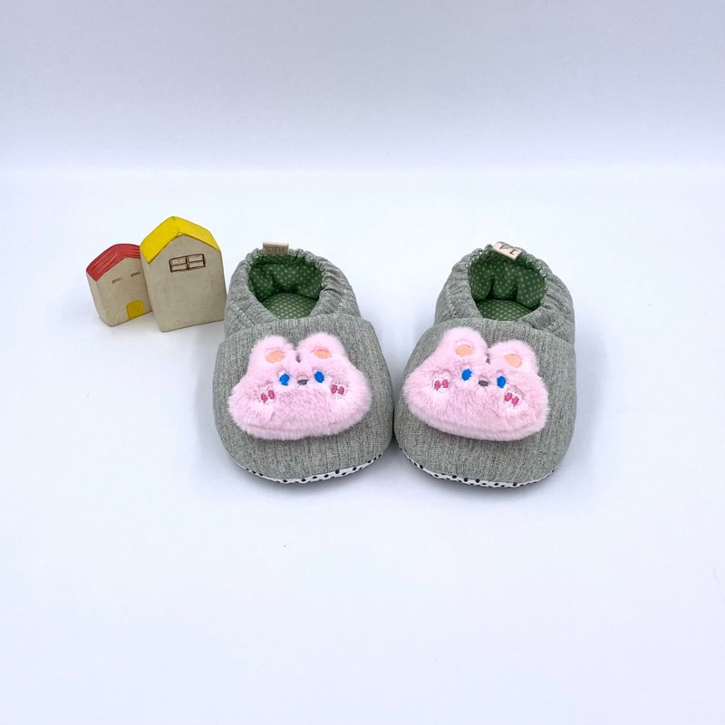 Pink rabbit mini doll style shoes - รองเท้าเด็ก - ผ้าฝ้าย/ผ้าลินิน สีเขียว