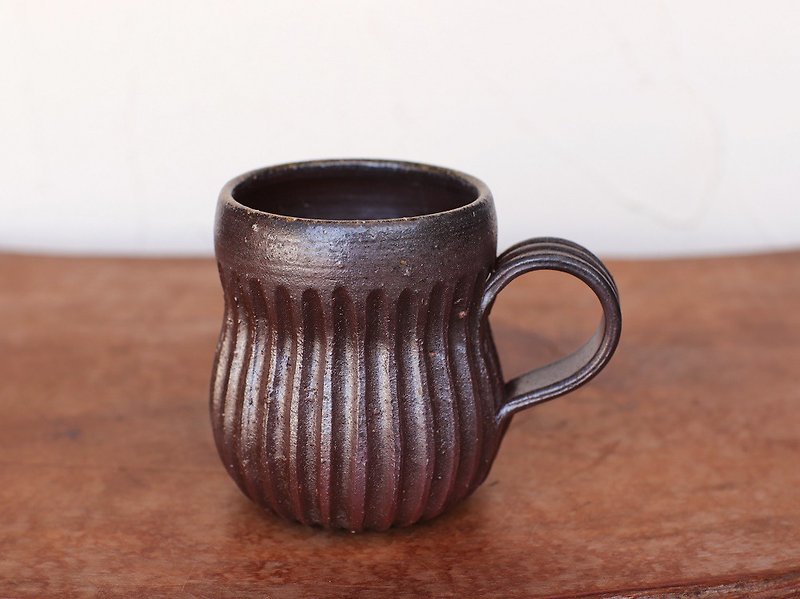 備前焼 コーヒーカップ(鎬)　c11-005 - 咖啡杯 - 陶 咖啡色