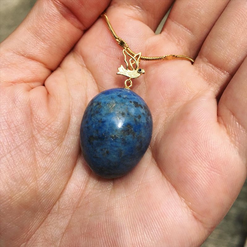 [Lost and find] Natural stone old material lapis lazuli bird egg neck - สร้อยคอ - เครื่องเพชรพลอย สีน้ำเงิน