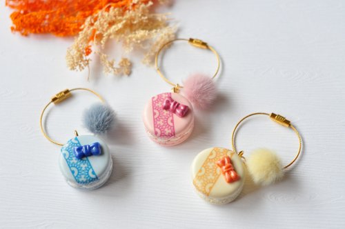 Handmade bow knot macaron charm / simulation clay - Shop