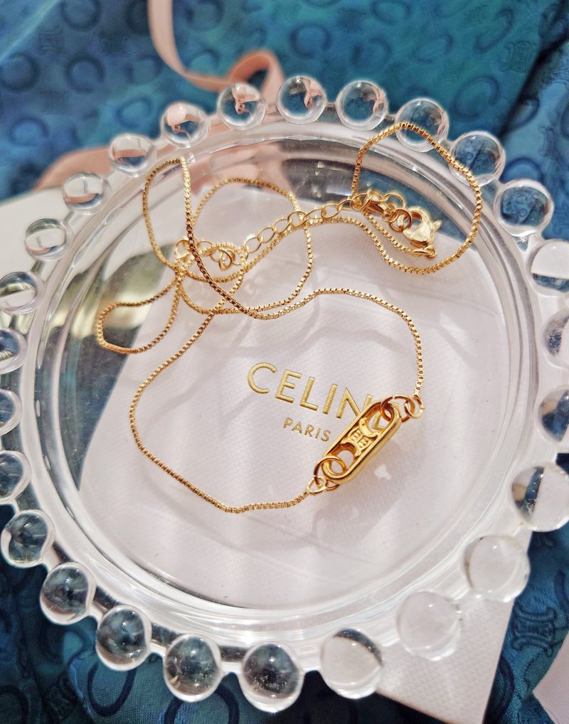 Authentic second-hand CELINE mini Arc de Triomphe necklace, necklace, bracelet, earrings, bag pendant, pendant - สร้อยข้อมือ - โลหะ สีทอง