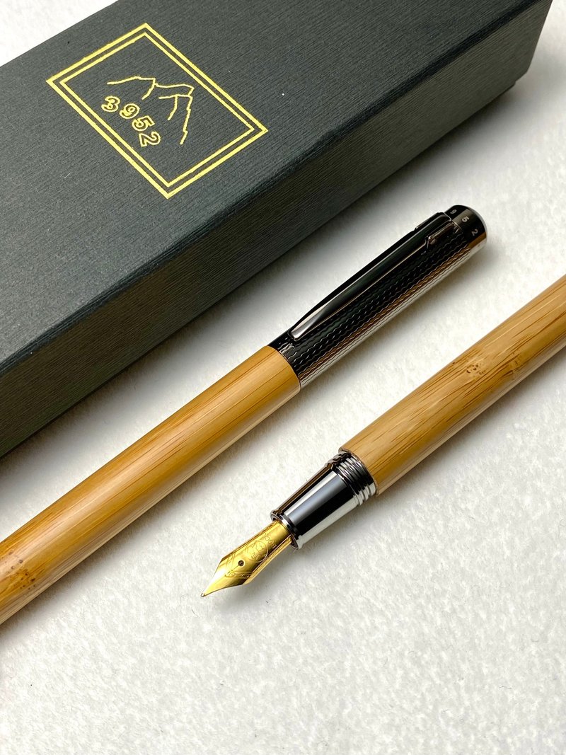 3952 Old Goat-Eluanbi Natural Bamboo Tube Gold-plated Steel Tip Fountain Pen - ปากกาหมึกซึม - วัสดุอื่นๆ 