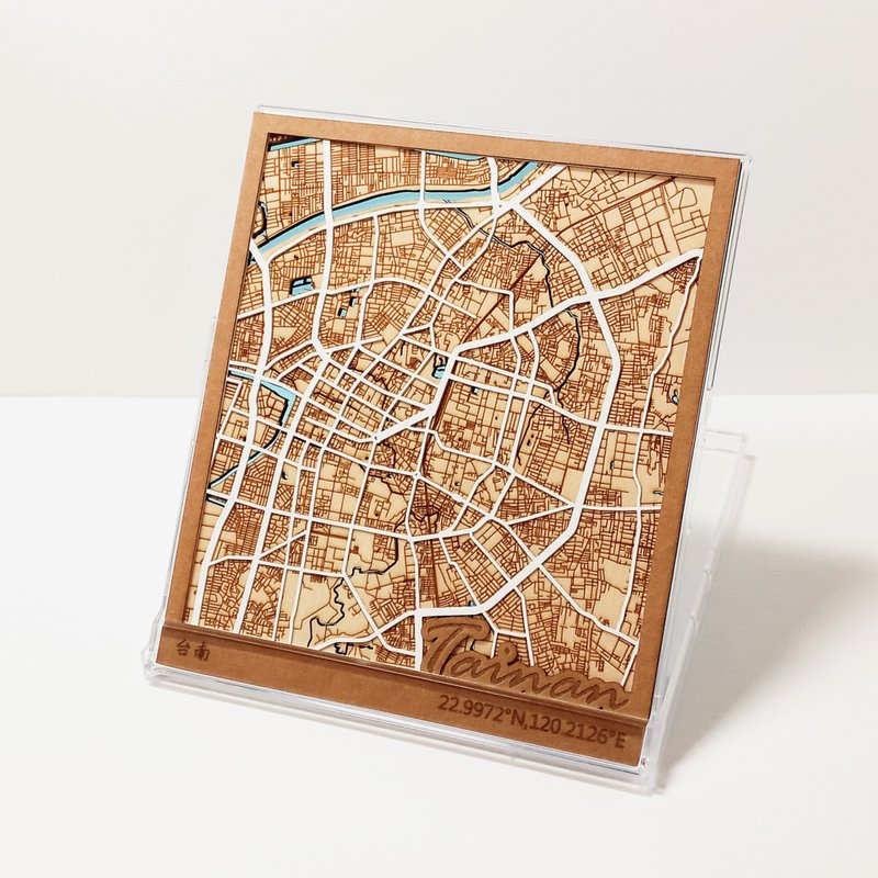 一方地圖-台南 | 臺灣城市地圖 | 客製化地圖 - 擺飾/家飾品 - 木頭 多色