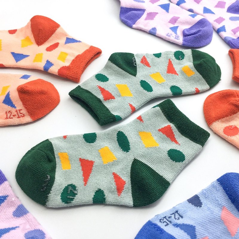 Anti-slip children's socks-Pop geometric style - Socks - Cotton & Hemp Multicolor