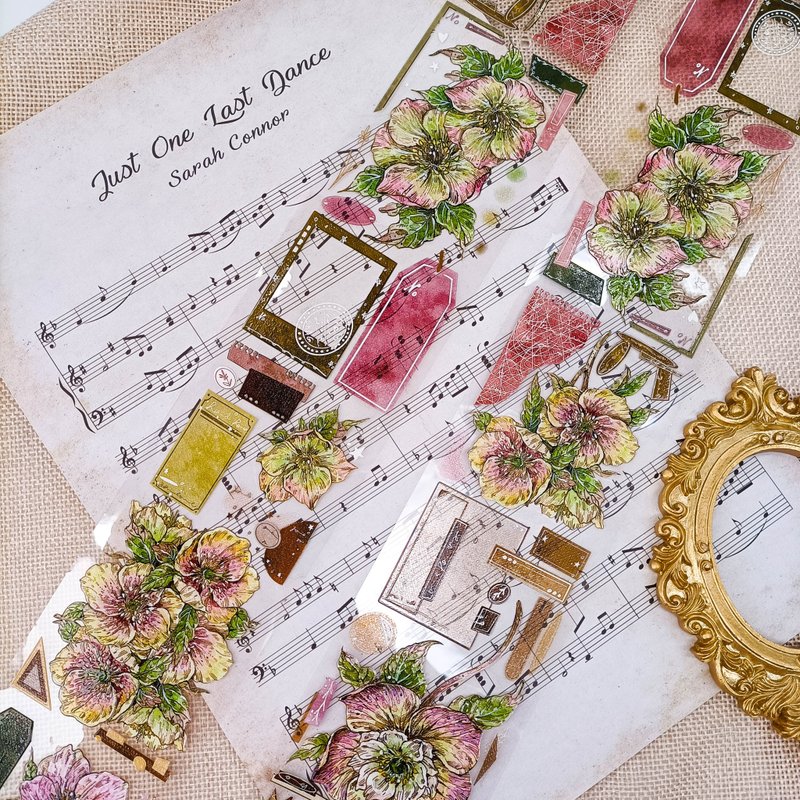 EE172鐵筷子-綠Helleborus-green/ 紙膠帶 Masking Tape - 紙膠帶/和紙/PET - 塑膠 多色