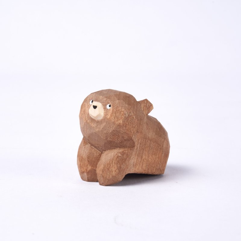 Timo 扒着的棕色小熊木雕 - 擺飾/家飾品 - 木頭 咖啡色