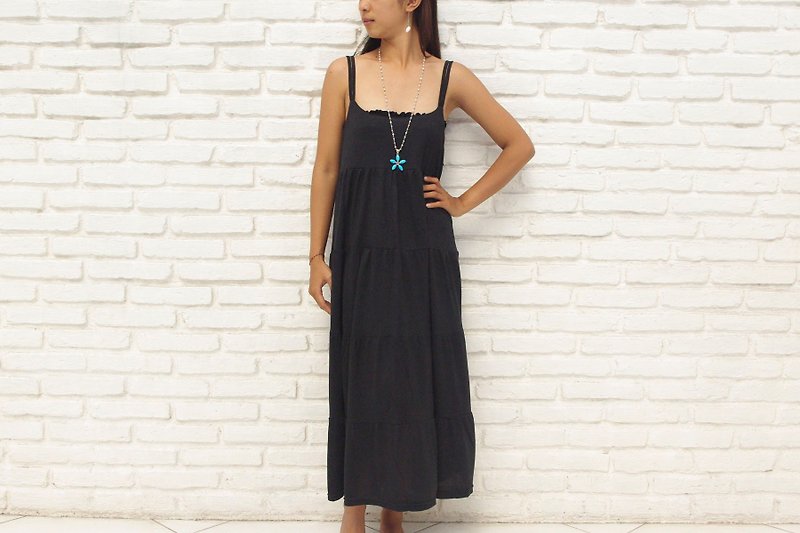 Simple tiered dress <Black> - One Piece Dresses - Other Materials Black