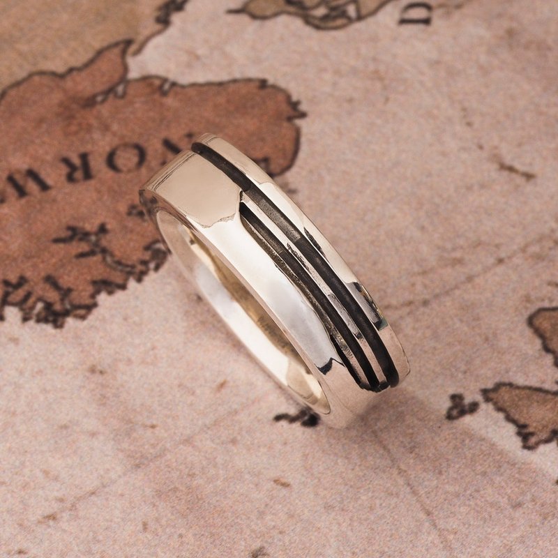 Minimalist fashion architectural sense screw ring 925 sterling silver - แหวนทั่วไป - เงินแท้ สีเงิน