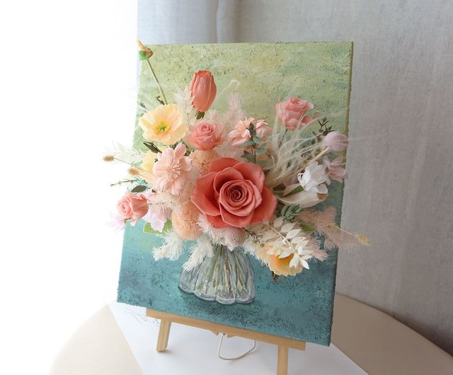 花 アートフラワーブーケ 造花 絵 絵画 立体絵画 アートフラワー