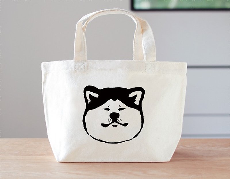 Akita dog mini bag lunch bag dog - Handbags & Totes - Cotton & Hemp White