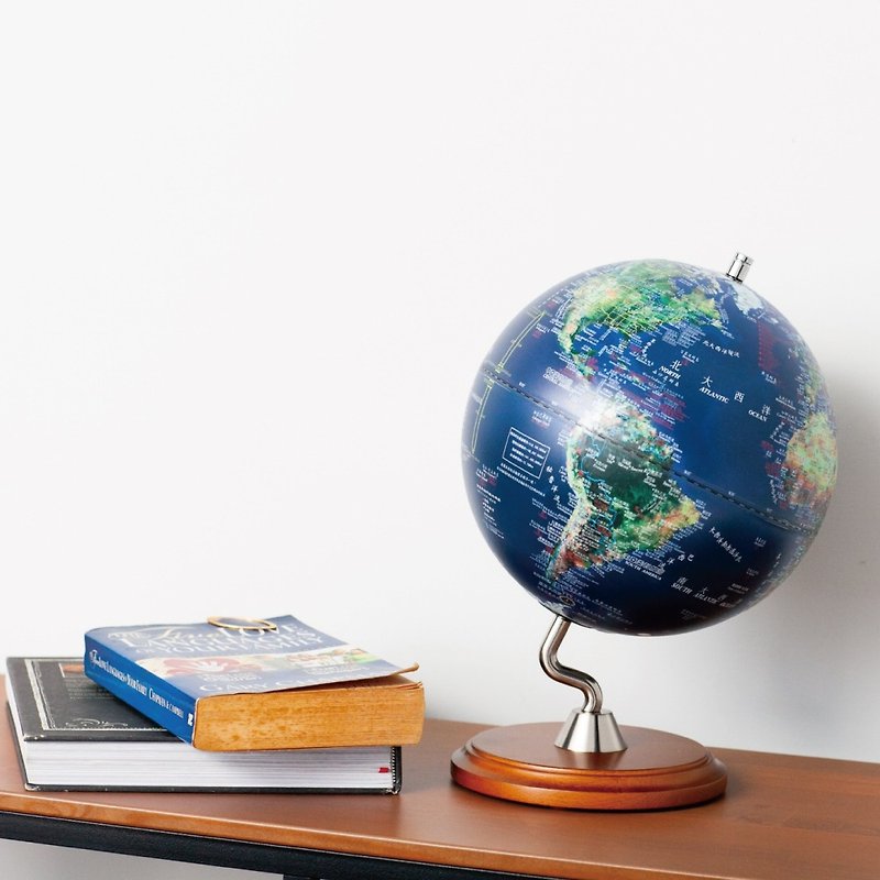 #AR Interactive SkyGlobe 10-Inch Satellite Original Wooden Base Stereo Globe / Chinese and English - Items for Display - Plastic Blue