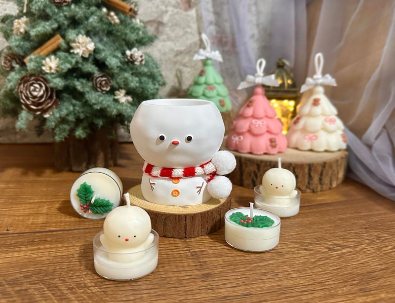 Snowman Candle Holder/Small Snowman Candle Christmas Exchange Gift Christmas Candle Holder - เทียน/เชิงเทียน - วัสดุอื่นๆ 