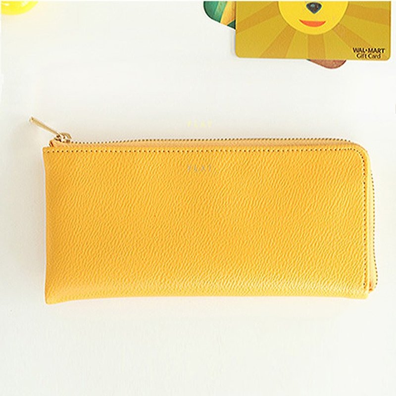 Livework - Maccaron Leather Corner Kit (L) - Mustard Yellow, LWK93658 - กระเป๋าสตางค์ - หนังแท้ สีเหลือง