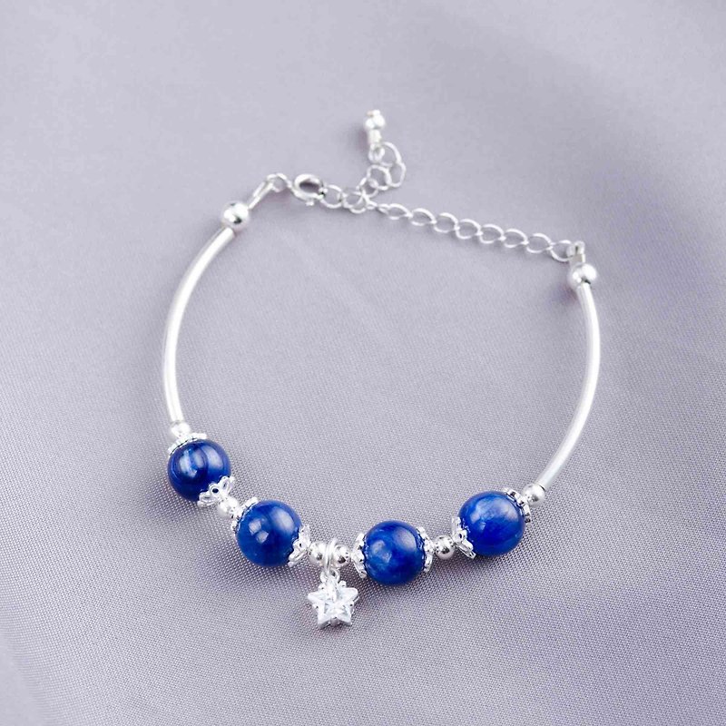 Kyanite 925 Sterling Silver Zircon Natural Gemstone Crystal Bracelet - Bracelets - Semi-Precious Stones Blue