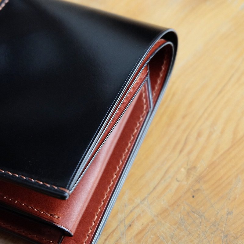 Mildy Hands-SW01COIN-Short clip (Black Horween shell cordovan wallet) - Wallets - Genuine Leather Black