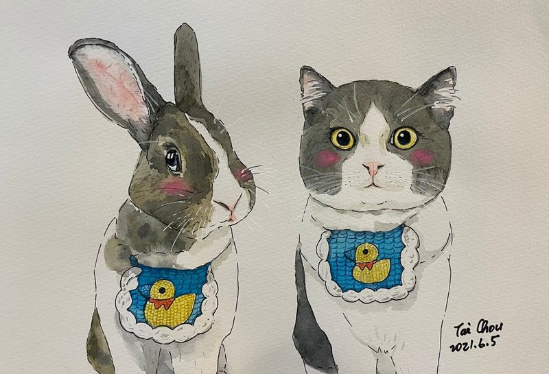 TO Portrait (A4 size) for two people or dear pets - ภาพวาดบุคคล - กระดาษ 