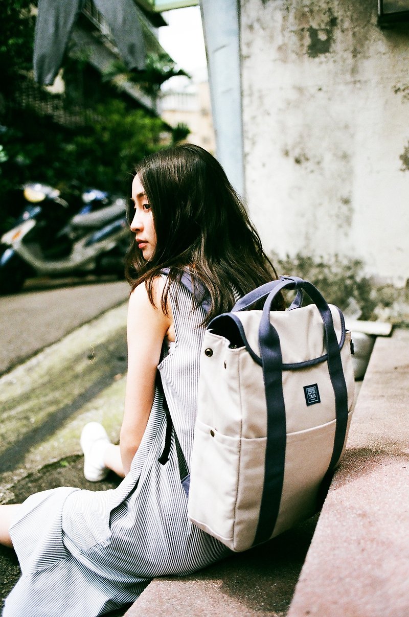 Canvas backpack _ light gray. Blue (in stock) - Backpacks - Cotton & Hemp Gray