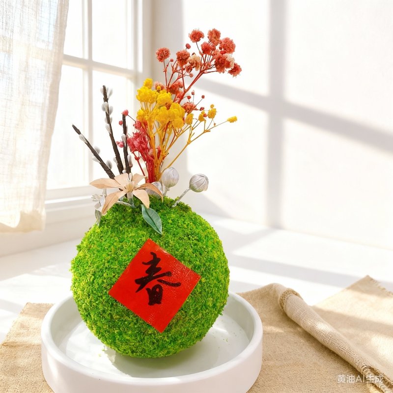 New Taipei Banqiao [Lifelike New Year Chan Hua Pussy Willow Moss Ball] New Year Decoration, Lunar New Year, Minimum 1 Person / Cultural Voucher Accepted - Plants & Floral Arrangement - Other Materials 