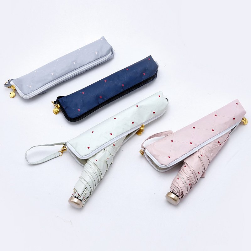 Airlight Dian Dian Xin Lian-190g lightweight anti-UV pencil case hand-open umbrella - Umbrellas & Rain Gear - Other Materials Multicolor