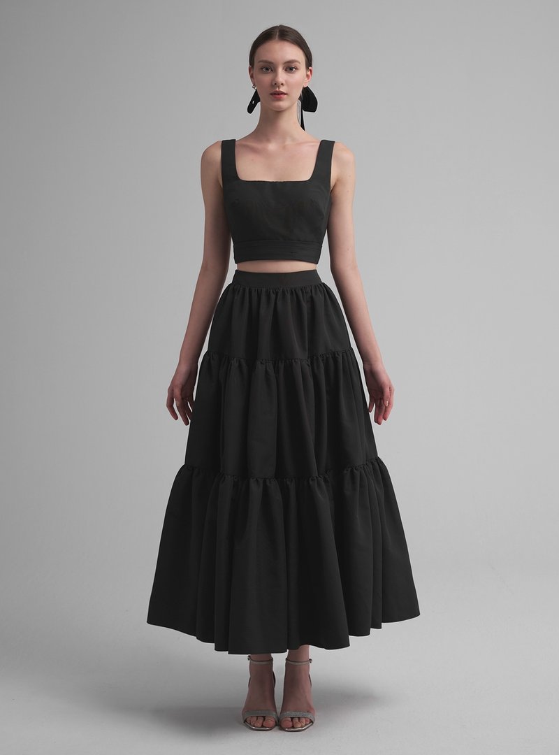 Selene舞動星辰塔夫綢兩件式洋裝 - 禮服/小禮服 - 其他人造纖維 黑色