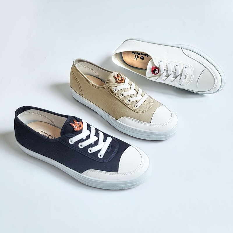 3 Colors Sunrise Lazy Casual Shoes (Wide Last) Khaki/White/Black Little Red Riding Hood and the Big Bad Wolf - รองเท้าลำลองผู้หญิง - ผ้าฝ้าย/ผ้าลินิน สีกากี