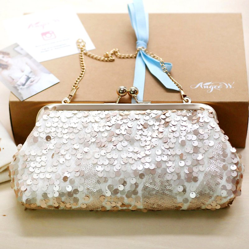Blush Champagne Clutch Bag, Gift for Mother of the Bride / Bridesmaids - Clutch Bags - Other Materials Gold