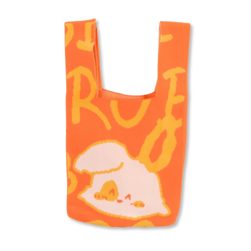 【Robbi family】Knit Hand Bag (Orange) - กระเป๋าถือ - ผ้าฝ้าย/ผ้าลินิน สีส้ม