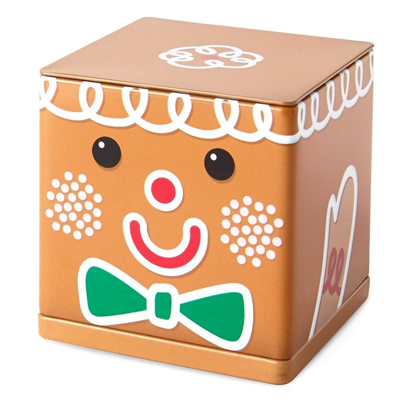 Christmas tin storage box - gingerbread man [Christmas] - Items for Display - Other Materials White