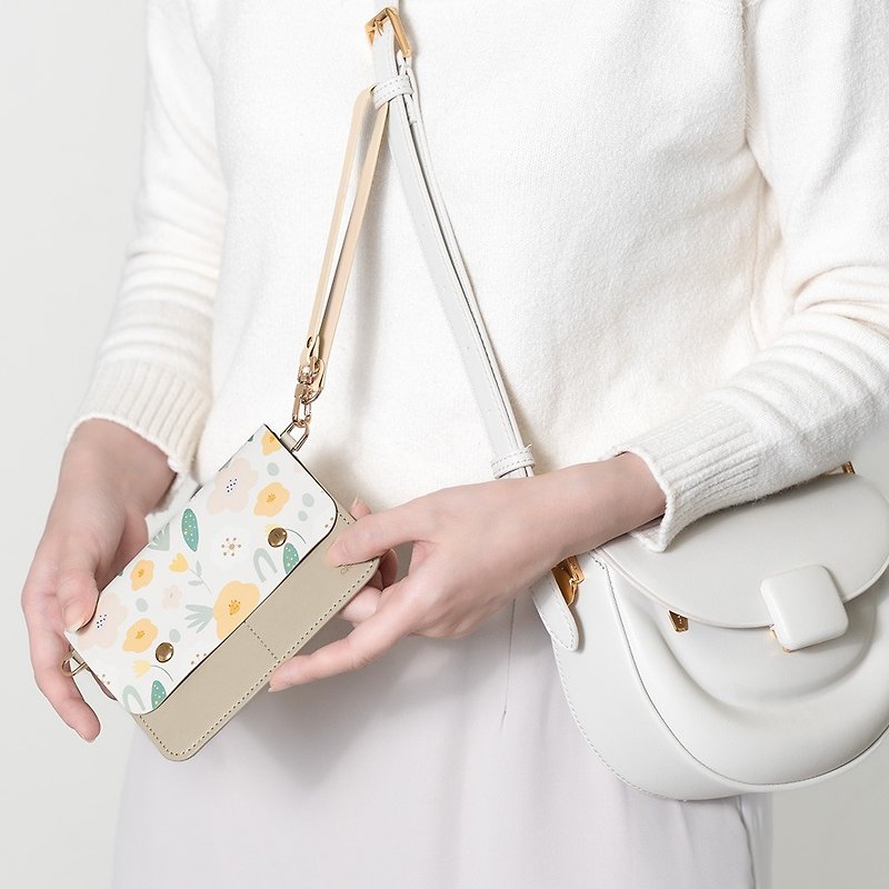 Lightweight leather card holder bag - Milk Tea Garden - กระเป๋าใส่เหรียญ - วัสดุอื่นๆ 