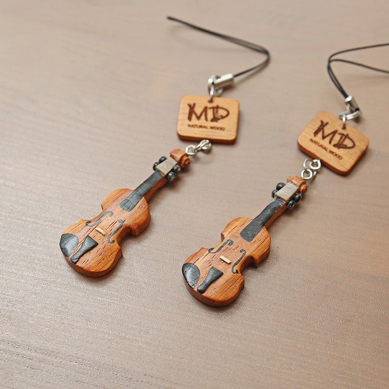 MD simulated musical instrument pendant violin/stringless simple version - ที่ห้อยกุญแจ - ไม้ สีนำ้ตาล