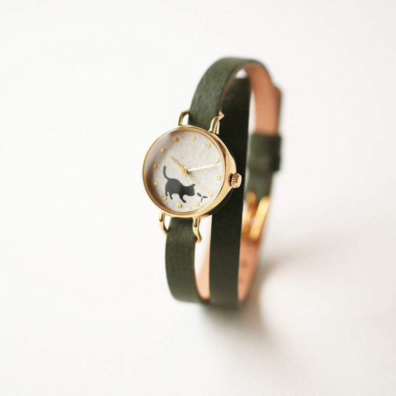 貓與雙葉草  || 裏箔系列 長錶帶雙環女錶 日本機芯