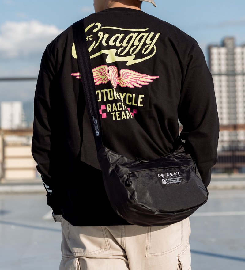 Craggy- Mini News 報童包 側背包 隨身包 日常包 斜背包 斜跨包 - 側背包/斜孭袋 - 聚酯纖維 黑色