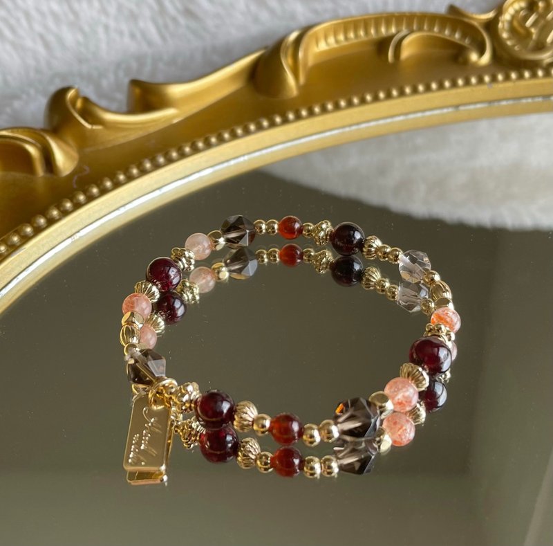 //Philosopher's Stone//Arusha-Red Stone-Orange Stone-Natural Crystal Bracelet Bracelet - Bracelets - Crystal Brown