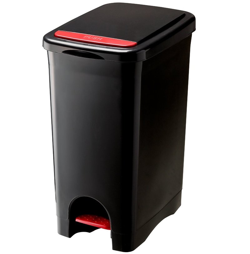 URBANO press foot pedal three open trash can large capacity 45L black and white optional - Trash Cans - Plastic Black