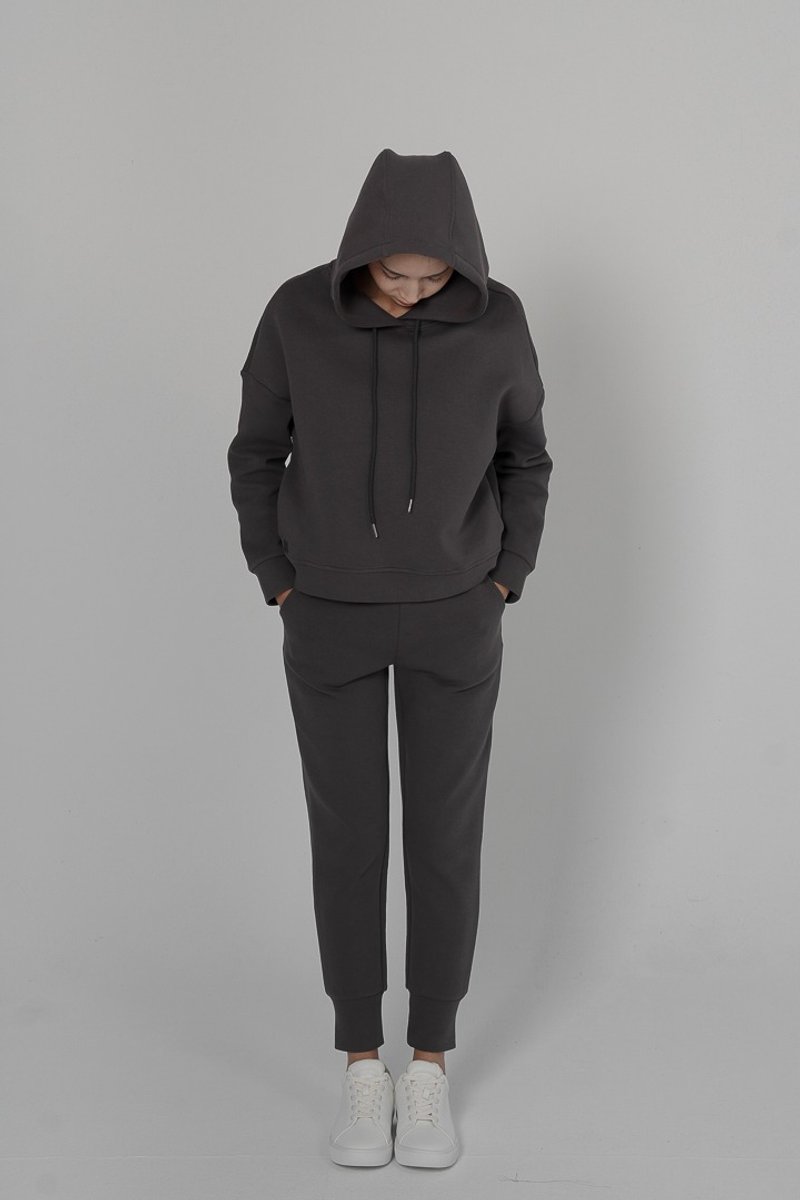 La Lune Scuba Cotton Hoodie - Grey | 厚磅太空棉帽 - 鐵灰 - 帽T/大學T - 棉．麻 灰色