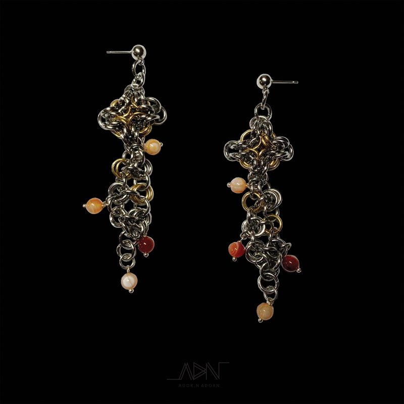Earrings  Dok Krajang #3 - 耳環/耳夾/耳骨夾 - 不鏽鋼 銀色