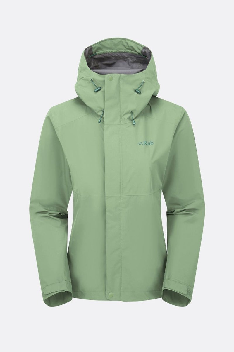 【Rab】Women's Downpour Waterproof Jacket 輕量防風防水連帽外 - 運動上衣/排汗衫 - 聚酯纖維 綠色