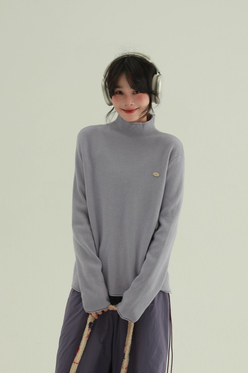 3-Color Velvet Cotton Thick Rolled-Edge Mock Neck Mother-of-Pearl Button Sweater - Vintage Lazy Style Inner Layer Knitwear - Women's Tops - Other Man-Made Fibers Brown