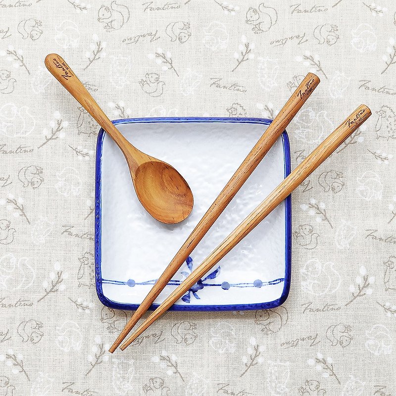 【已絕版】北歐居家風 - 簡約質感柚木筷子 ( 湯匙在連結 ) - 筷子/筷子架 - 木頭 咖啡色