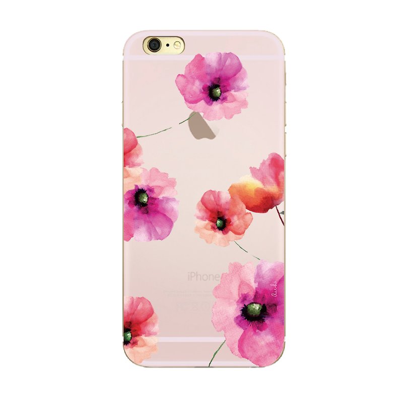 Sweet pink watercolor transparent crystal soft shell - Phone Cases - Silicone Pink