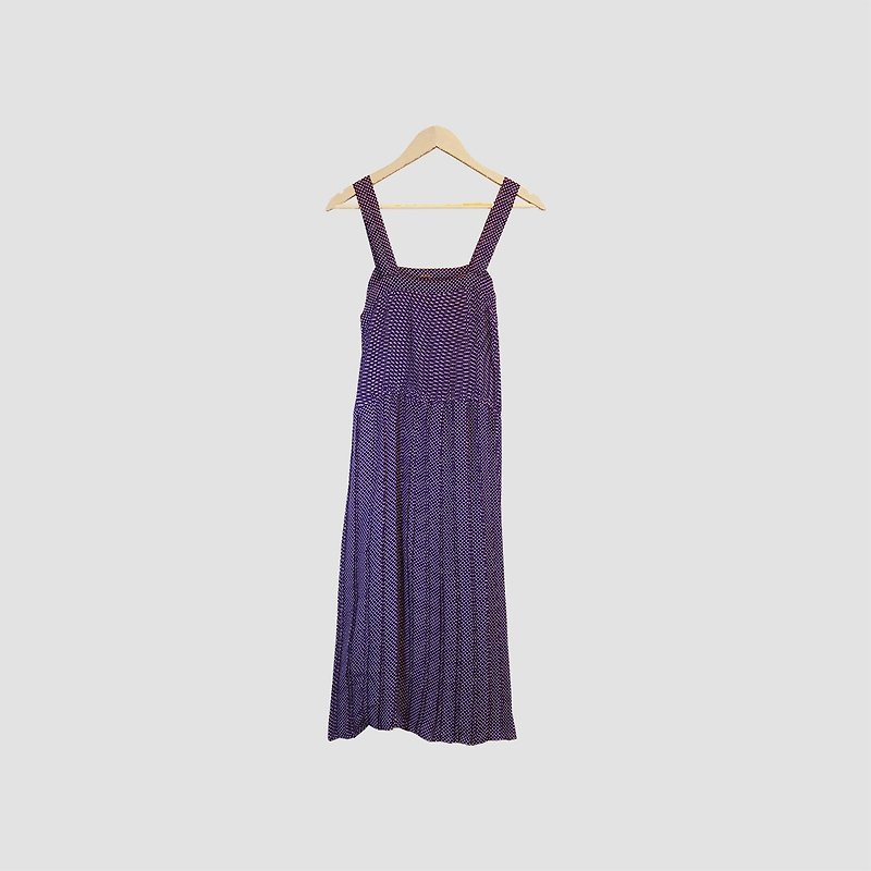 脫臼古著 / 點點平口洋裝 no.080 vintage - 連身裙 - 聚酯纖維 紫色