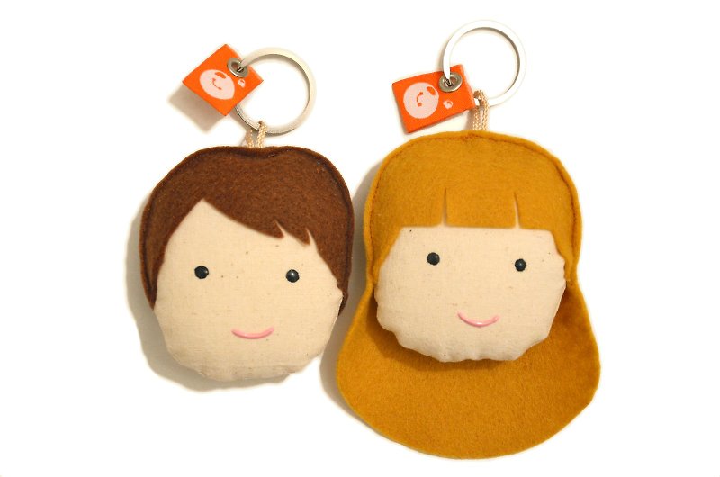 Goody Bad -  2 Little boy +  girl face keychain  - Charms - Other Materials 